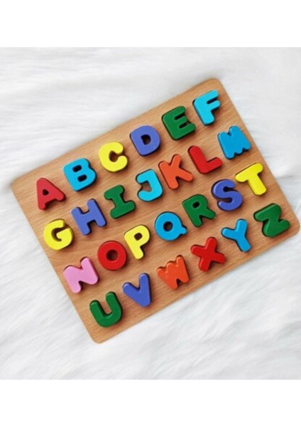 Ahşap 3D Büyük Harf Alfabe Yapboz Puzzle Bul Tak Çocuk Eğitici Oyuncak