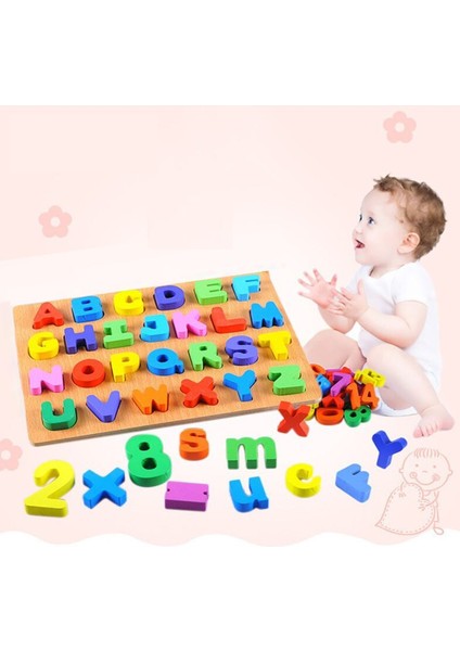 Ahşap 3D Büyük Harf Alfabe Yapboz Puzzle Bul Tak Çocuk Eğitici Oyuncak