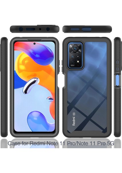 Eabhulie Xiaomi Redmi Note 11 Pro Için Bumper Yerleşik Ekran 360 Tam Koruma Kılıf Kapaklı - Mavi