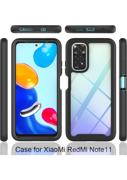 Xiaomi Redmi Note 11 / Note 11S Için Bumper Yerleşik Ekran 360 Tam Koruma Kılıf Kapaklı - Mor