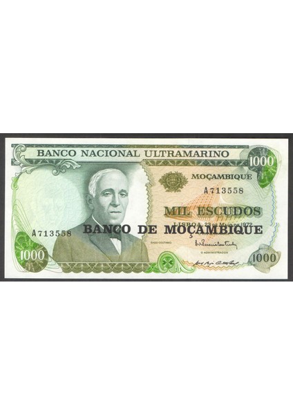 Mozambik 1.000 Escudos 1976 "çil" , Eski Yabancı Kağıt Para