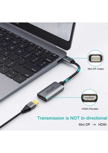 QG-HD09 Mini Display Port To HDMI 4K Dönüştürücü 20 cm Örgü Kablo