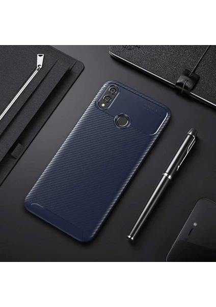 Honor 8x Kılıf Rugged Armor Darbe Emici Uzun Ömürlü Dayanıklı Parmak İzi Yapmaz Karbon Tasarım Negro Silikon Kapak