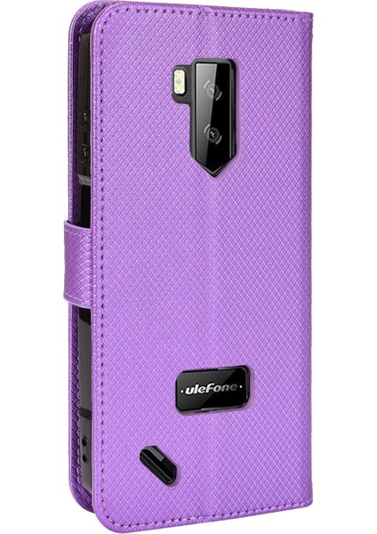 Ulefone Armor X9 Elmas Dokulu Deri Telefon Kılıfı - Mor (Yurt Dışından)