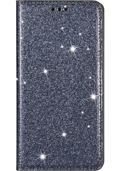 Huawei Mate 20 Pro Ultrathin Glitter Manyetik Yatay Flip Deri Telefon Kılıfı - Gri (Yurt Dışından)