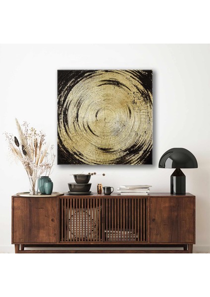 Gold Spiral Fırça Izi Kanvas Tablo