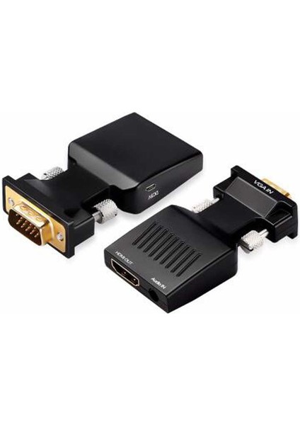 Qgeem QG-HD12 VGA To HDMI & Aux Dönüştürücü Adaptör 1080P Full Hd 60Hz Görüntü Aktarım