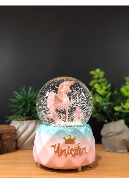 Çiko Toys Unicorn Kanatlı Atlı Büyük Boy Kar Küresi Kendinden Püskürtmeli Işıklı ve Müzikli Pilli