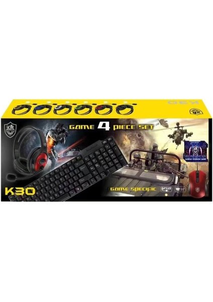 Game Oyun Seti Klavye+Mouse+Mouse Pad+Kulaklık K30