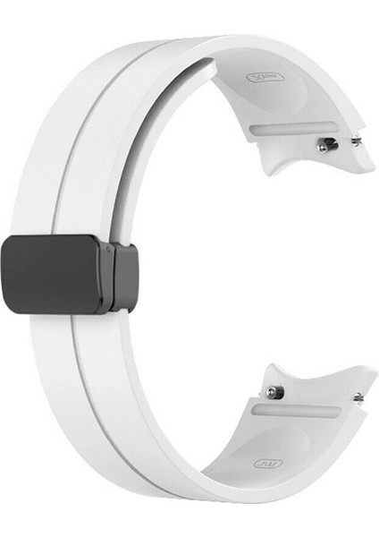 Samsung Galaxy Watch 4 40MM Kordon Düz Silikon Mıknatıslı HS24 Beyaz