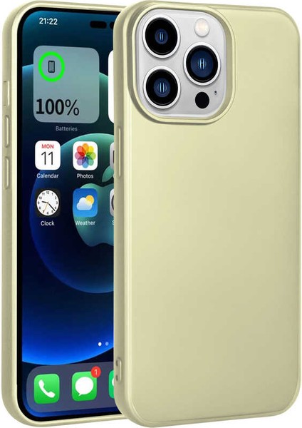 Apple iPhone 14 Pro Max Kılıf Renkli Lüx Korumalı Premier Mat Silikon Gold