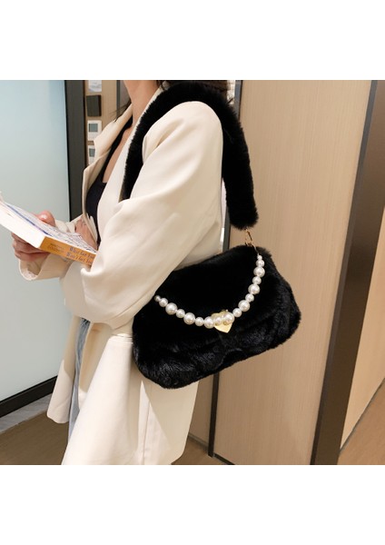 Lüks Faux Fur Omuz Çantası Sıcak Kısa Peluş Zarif Tote(Yurt Dışından) fırsatları