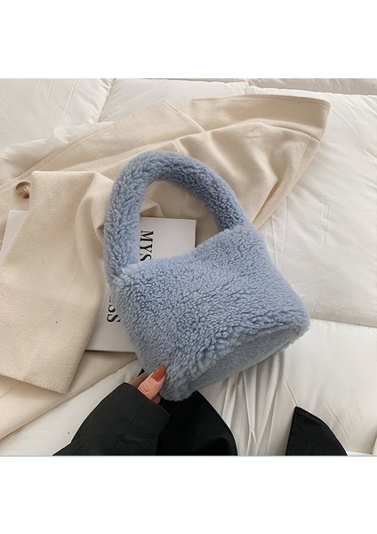 Yumuşak Peluş Tote Çanta Kare Omuz Çantası Faux Fur Bayan Tote Çanta Çanta fırsatları