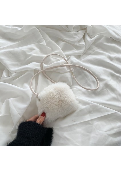Faux Fur Bir Omuz Lüks Yumuşak Peluş Bayanlar Mini Telefon Çantası Sevimli Crossbody Çanta