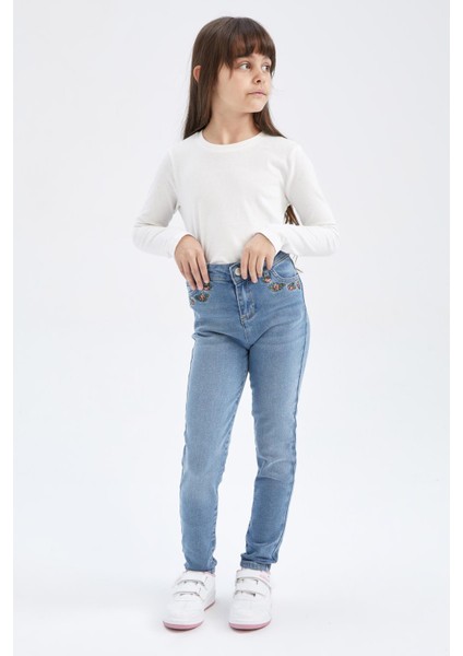 Kız Çocuk Skinny Fit Jean Pantolon Y6873A622WN fiyatları