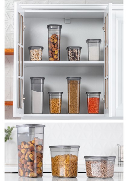 Etiketli 6lı Set Maxi Boy Peggy Uzun Dikdörtgen Saklama Kabı 2x(1,3 Litre, 2 Litre, 3,2 Litre) modelleri