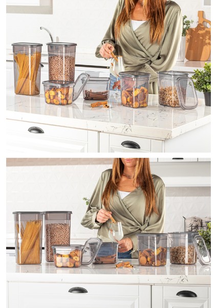 Etiketli 6lı Set Maxi Boy Peggy Uzun Dikdörtgen Saklama Kabı 2x(1,3 Litre, 2 Litre, 3,2 Litre) fırsatları