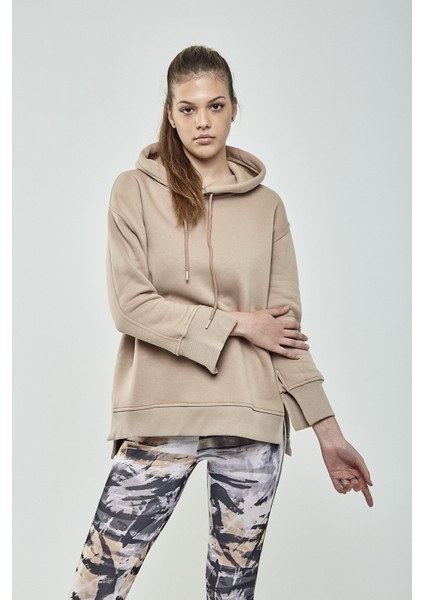 Kapüşonlu Içi Şardonlu Kadın Sweatshirt