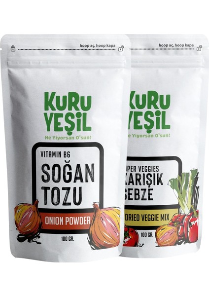 Kurutulmuş Sebze Karışımı - Soğan Tozu - Kuru Sebze Paketi - Dried Vegetable Powders - 200 gr