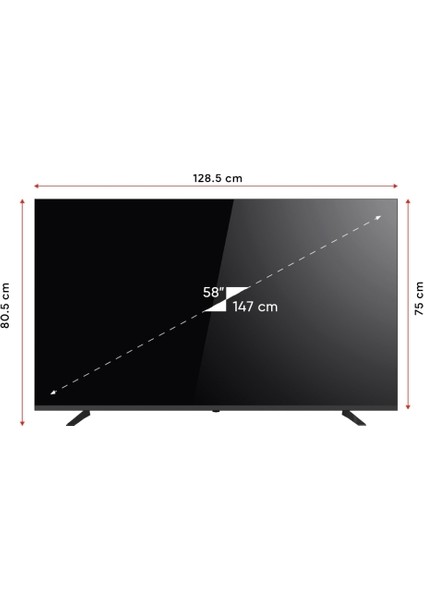 YE-58020GFSG5 58" 147 Ekran Uydu Alıcılı 4K Ultra HD Smart LED TV