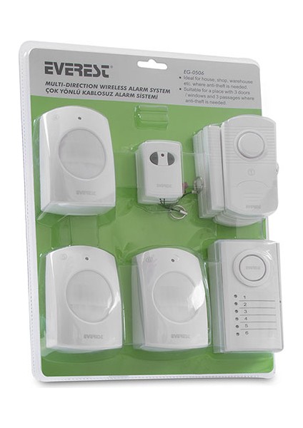 Güvenlik Alarm Sistemi Altı Belgeli Set Kablosuz Kumandalı Everest EG-0506