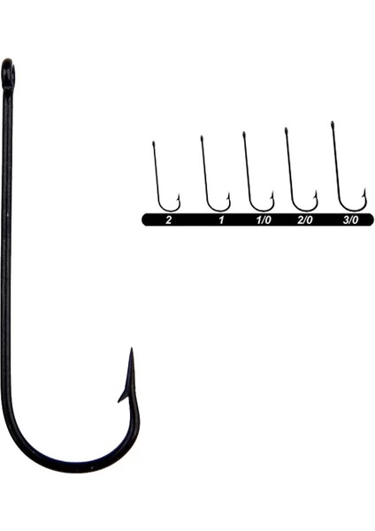 1372 Uzun Pala Delikli Lüfer Iğnesi 100'LÜ Kutu Siyah 2/0