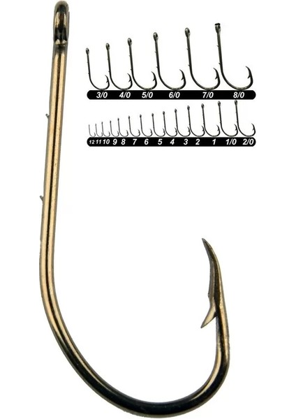 1366 Delikli Tırnaklı Papağan Olta Iğnesi 100'LÜ Kutu Bronz 1/0