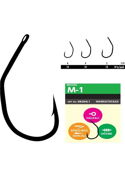 M1 Sazan Iğnesi Dövme Teflon Black 10'lu Paket 6