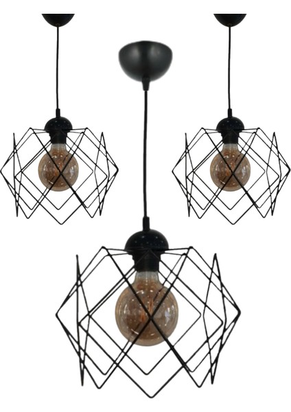 3 Adet Prizma Siyah Promosyon Tekli Sarkıt Avize fiyatları