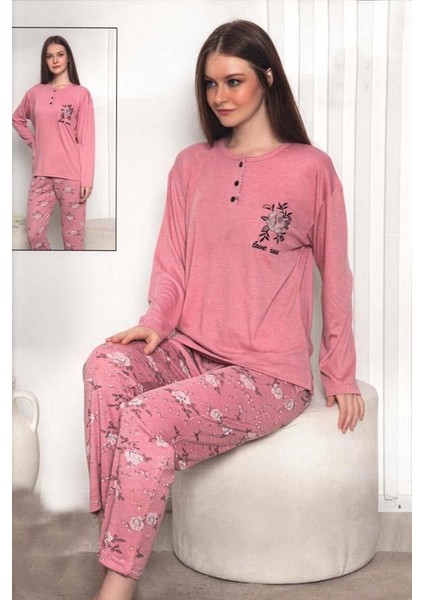 Fawn Kadın Love Rose Iki Düğme Pijama Takımı (6802)
