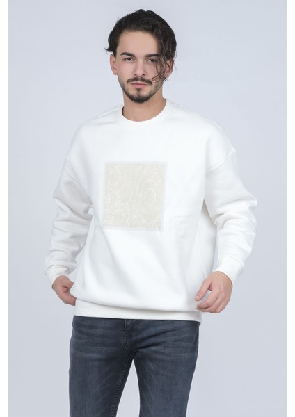 Erkek Desenli Bisiklet Yaka Sweatshirt 6609900 Ekru fiyatları