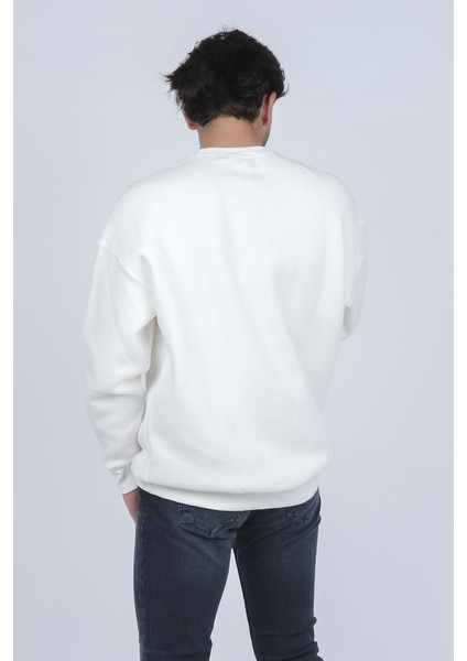 Erkek Desenli Bisiklet Yaka Sweatshirt 6609900 Ekru fırsatları