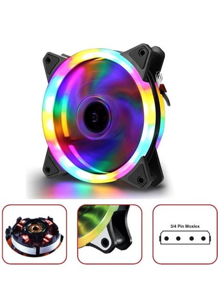 ZR-100 1800RPM Rainbow Rgb Kasa Fanı 12 cm 0.3A Renkli Gökkuşağı Fanı