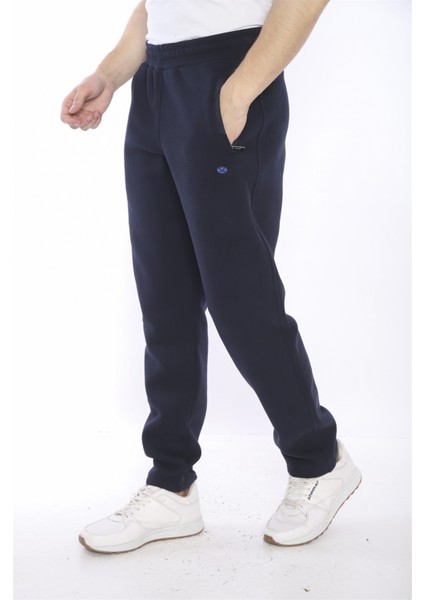 Escetic Erkek Spor Lacivert 3 İplik, İçi Polarlı , Kışlık Kalın Kumaş Regular Eşofman Altı - B1294