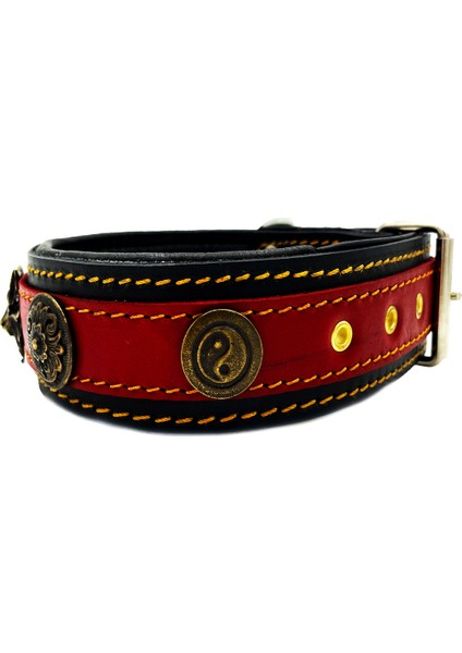 Kırmızı-Siyah Özel Tasarım Deri Köpek Tasması Köpek Boyun Tasması Deri Boyunluk fiyatları