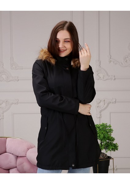 Siyah Içi Kürklü ve Su Geçirmez Büyük Beden Battal Kadın Kışlık Mont & Kaban modelleri