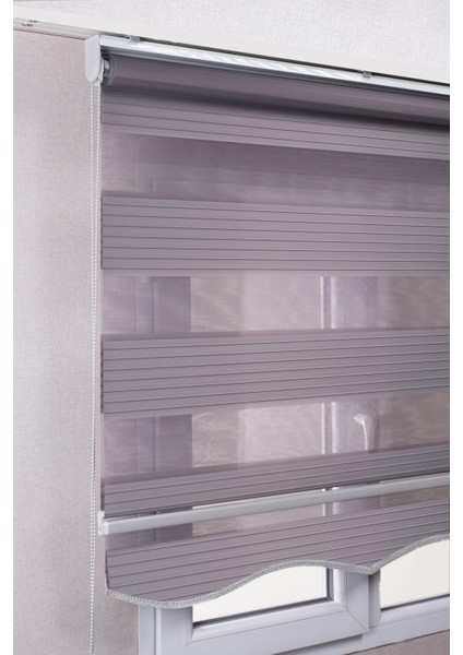 Brillant Etekli Gri Pileli Zebra Kaliteli Güneşlik Stor Perde