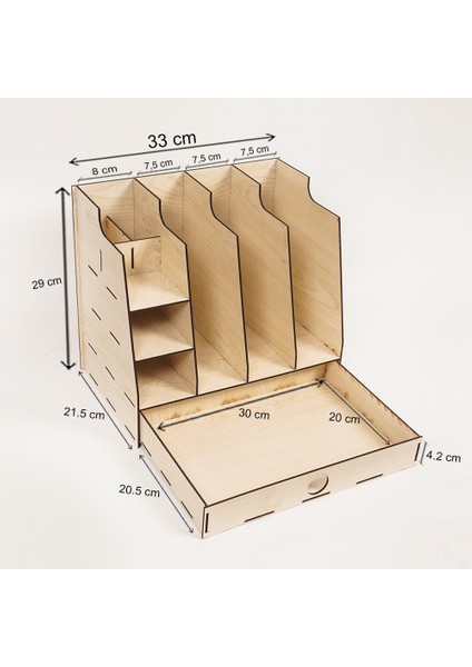 Çekmeceli 8 Gözlü Masaüstü Organizer Evrak Rafı Dosya Düzenleyici Akça-Org1