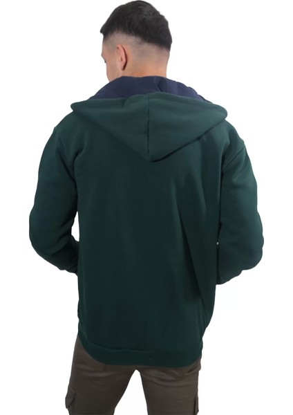 Erkek Armalı Fermuarlı Kapüşonlu Nefti Yeşil SWEATSHIRT-311 modelleri