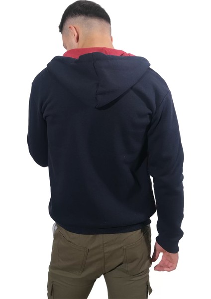 Erkek Armalı Fermuarlı Kapüşonlu Lacivert SWEATSHIRT-310