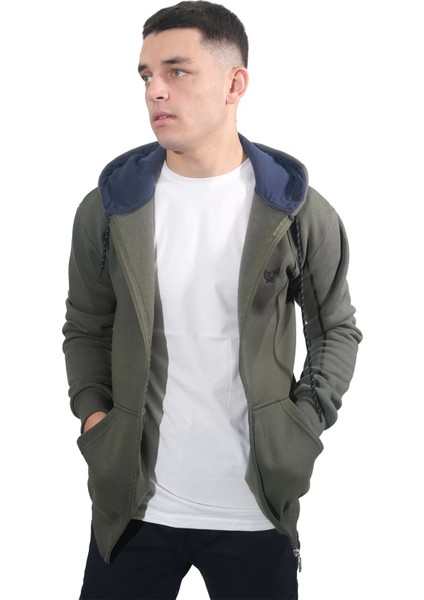 Booss Milano Boss Milano Erkek Armalı Fermuarlı Kapüşonlu Haki SWEATSHIRT-315