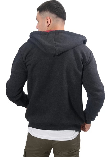 Erkek Armalı Fermuarlı Kapüşonlu Füme SWEATSHIRT-314 modelleri