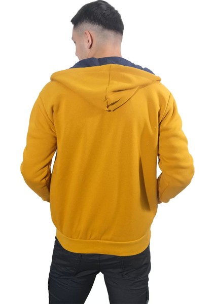Erkek Armalı Fermuarlı Kapüşonlu Sarı SWEATSHIRT-313