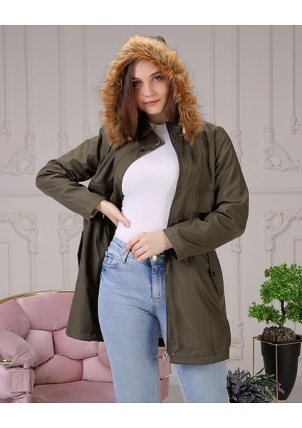 Haki Içi Kürklü ve Su Geçirmez Büyük Beden Battal Kadın Kışlık Mont & Kaban modelleri