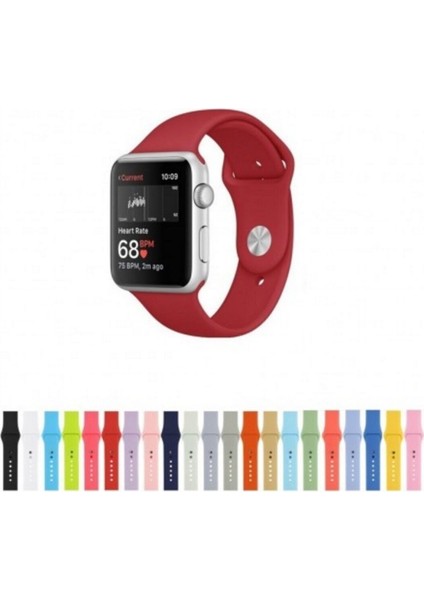 Apple Watch Uyumlu Kordon 2 3 4 5 Seri 38 mm ve 40 mm Silikon Kordon Kayış