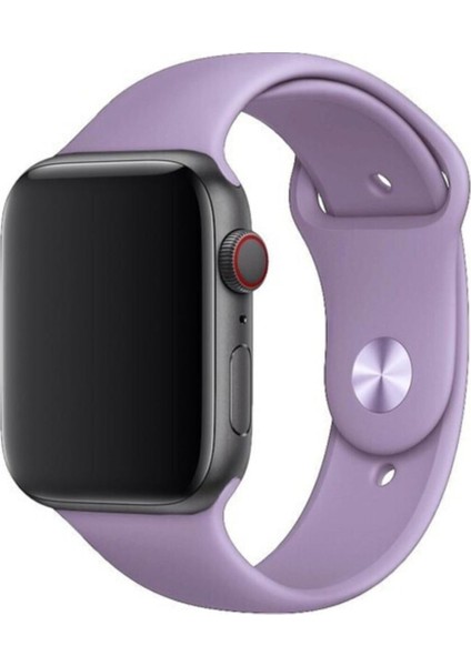 Apple Watch Uyumlu 38 - 40 mm Spor Kordon Silikon Kayış Lila
