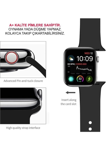 Apple Watch Uyumlu Kordon 2 3 4 5 Seri 38 mm ve 40 mm Silikon Kordon Kayış
