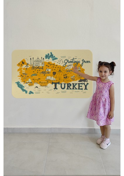 Eğitici ve Öğretici Dekoratif Cocuk Odası Türkiye Haritası Duvar Sticker