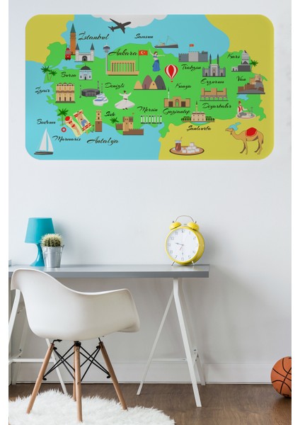 Eğitici ve Öğretici Dekoratif Cocuk Odası Türkiye Haritası Duvar Sticker