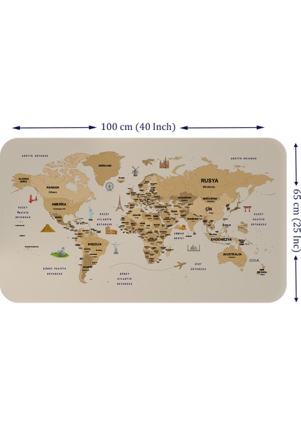 Türkçe Eğitici Ülke ve Başkent Detaylı Atlası Dekoratif Dünya Haritası Duvar Sticker fiyatları